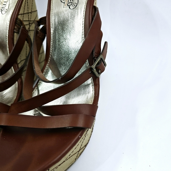 Unlisted Kenneth Cole Women's 10M Brown High Wedge Strappy Platform Sandals - Picture 7 of 12